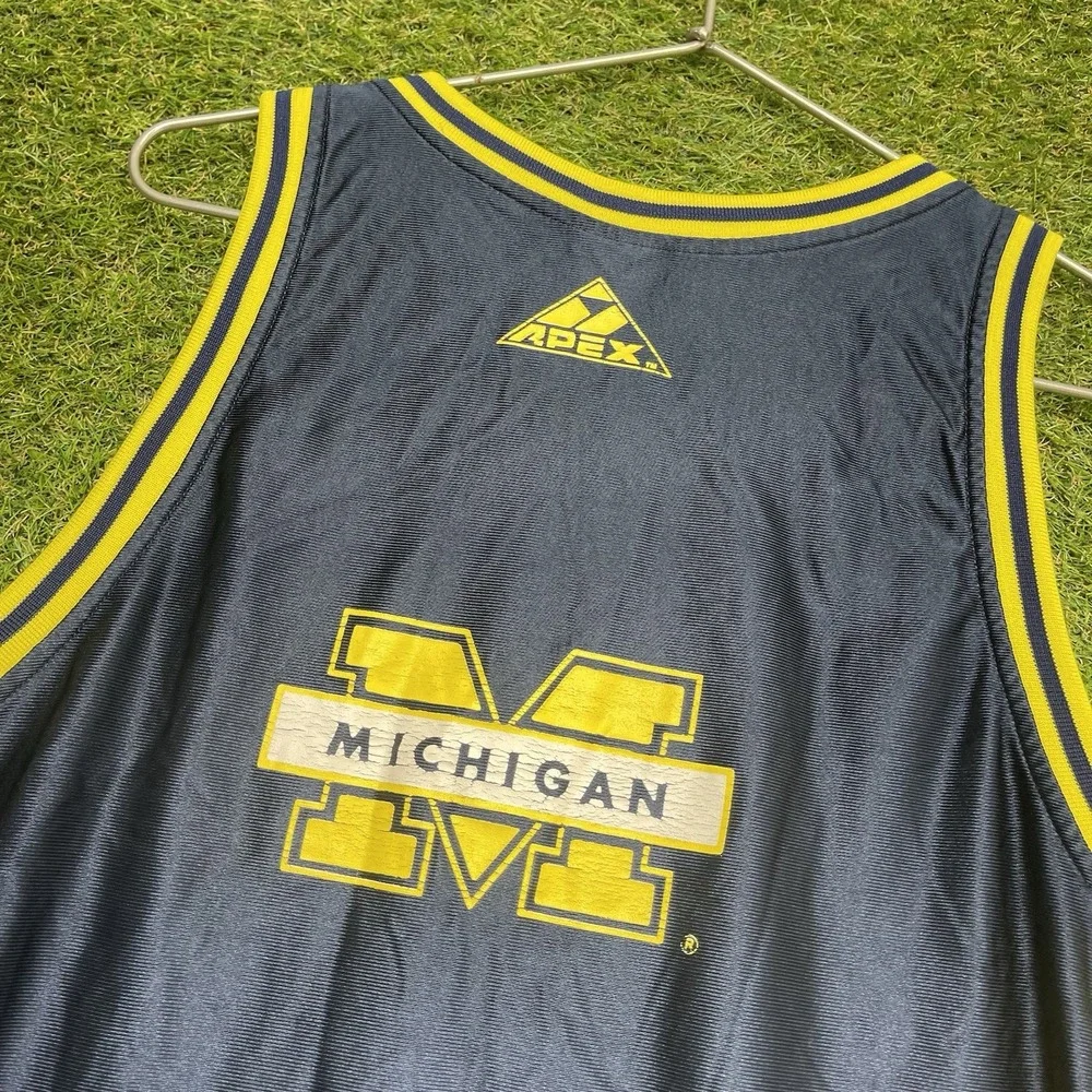Vintage Michigan Wolverines Apex One Jersey Mens Large Blue NCAA Basketball 90s